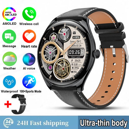 New Ultra Thin SmartWatch Men AMOLED 3D Screen Always Show Time Sports Fitness Waterproof Heart Rate Bluetooth Call Smartwatches