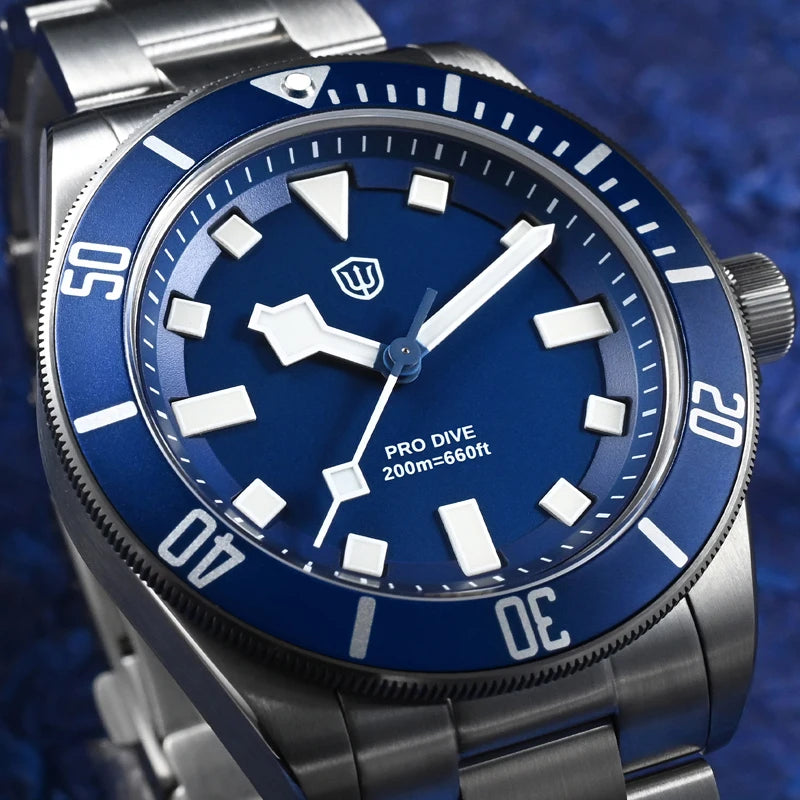 Watchdives WD1969 Pro Dive Watch VH31 Sweep Seconds Quartz Movement BGW9 Luminous Sapphire 20Bar Waterproof Men's Wristwatch
