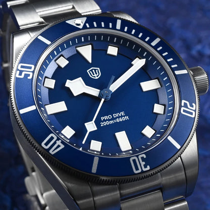 Watchdives WD1969 Pro Dive Watch VH31 Sweep Seconds Quartz Movement BGW9 Luminous Sapphire 20Bar Waterproof Men's Wristwatch
