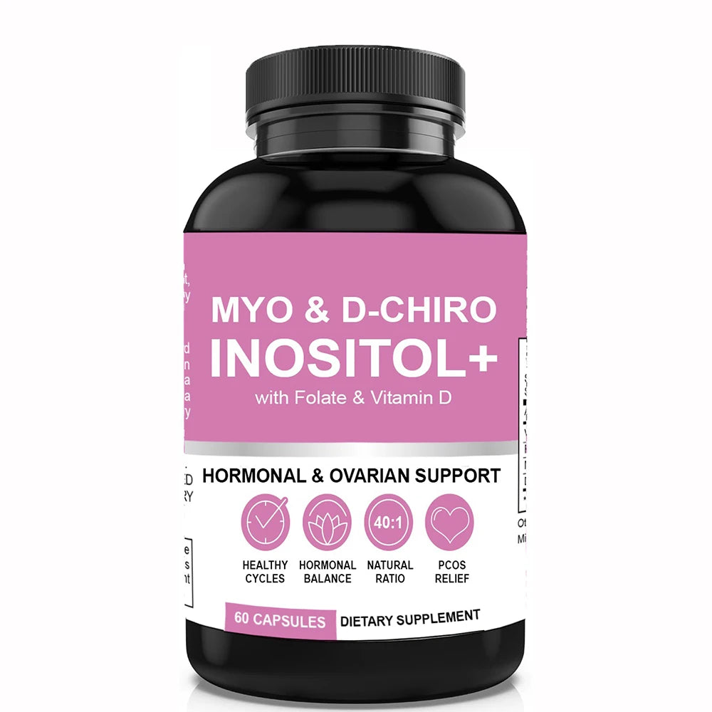 Myo-Inositol & D-Chiro Inositol Supplement for Women | Fertility Supplements for Hormonal Balance & Ovarian Health Support, 60 C