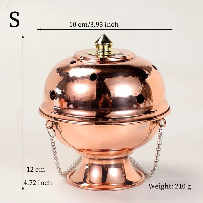 Hanging Incense Burner Red Copper Zen Engraved Stupa Aromatherapy Stove Meditation Smoke Furnace Orientale Altars Decorative
