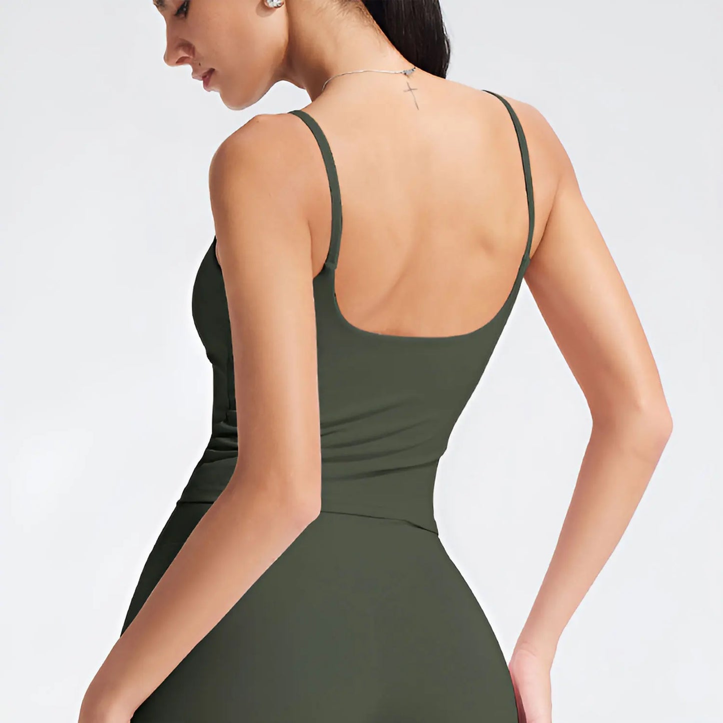 BLAZEMOVE SoftMotion Strappy Mid Vest with Built in Bra Shelf Women Gym Tank Top Naked-feel Workout Fitness Pilate Yoga Camisole