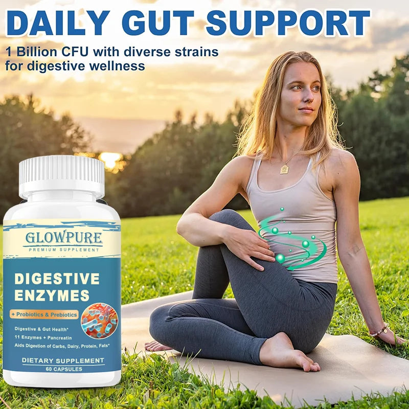 Digestive Enzyme Supplement with Prebiotics & Probiotics - Supports Nutrient Absorption | Gut Health Promotes Digestion | Immune