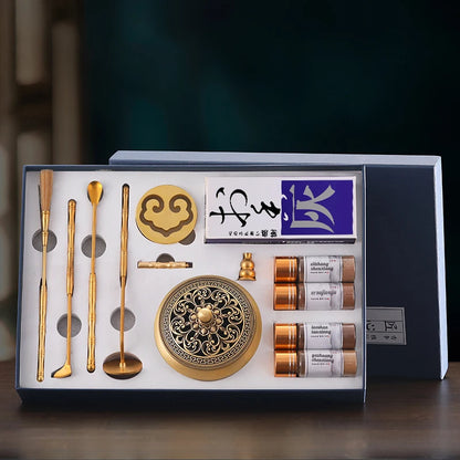 Copper incense set entry primary incense seal tools incense press gift box household indoor incense burner supplies decoration