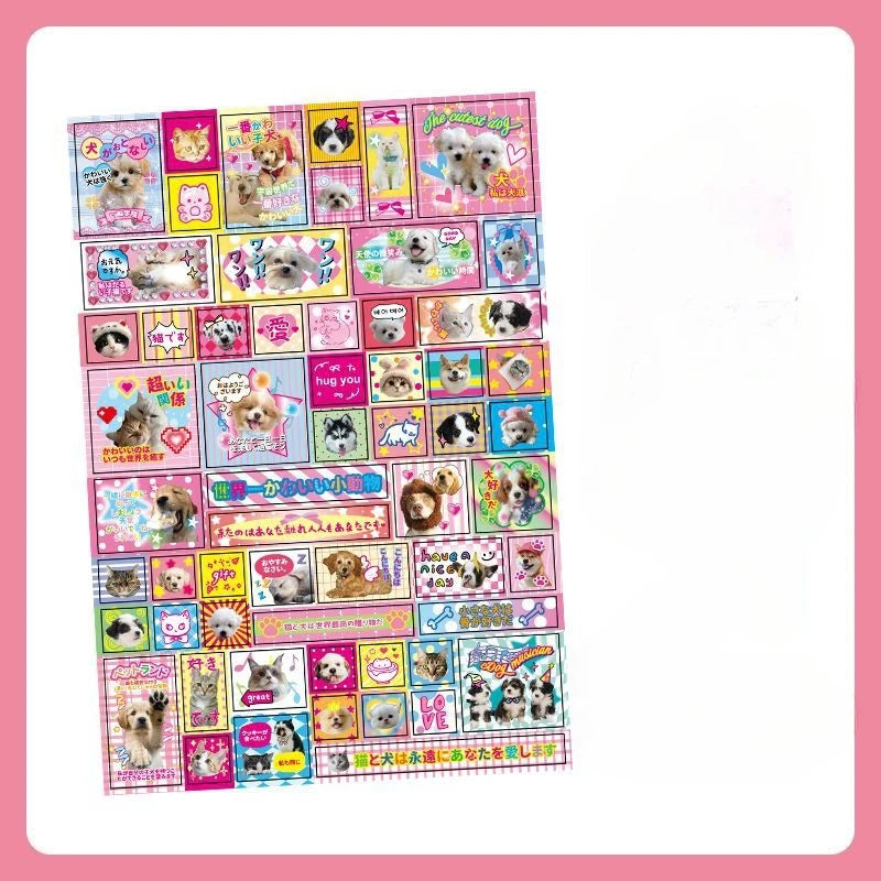 Korean Japanese Cartoon Journaling Sticker Sweet Cake Puppy Scrapbook Sticker DIY Decor Retro Anime Stationery Sticker Kids Gift