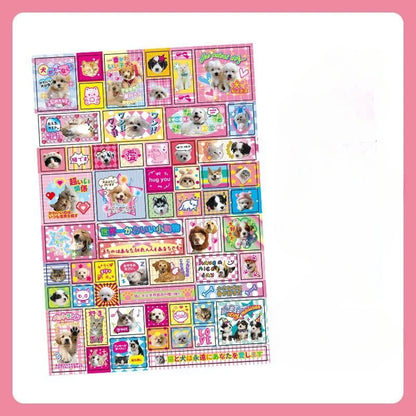 Korean Japanese Cartoon Journaling Sticker Sweet Cake Puppy Scrapbook Sticker DIY Decor Retro Anime Stationery Sticker Kids Gift