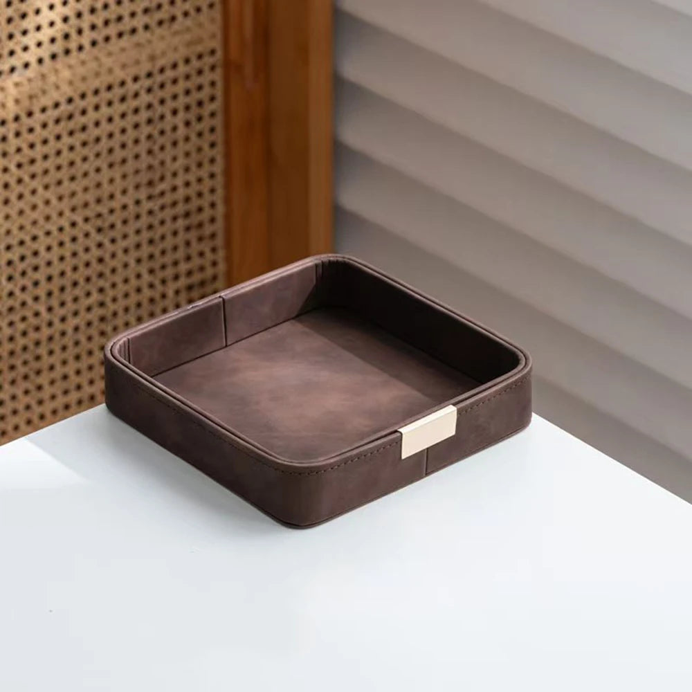 Entry Door Porch Key Storage Box Desktop Clutter Storage Case Leather Tray Jewelry Aromatherapy Plate Living Room Accessories