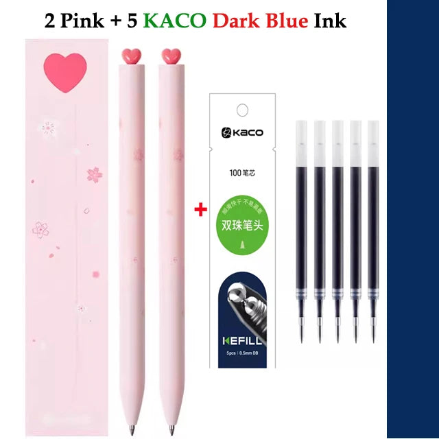 KACO Cute Pink SAKURA Gel Ink Pen Set,0.5mm Smooth Writing Sinature Pens Girls Box Gift for School Office Journaling
