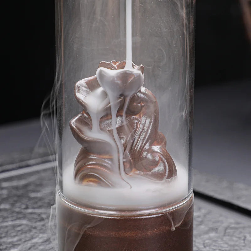 Creative Glass Cover Reverse Flow Incense Burner Ornamental Incense Path Zen Ornament