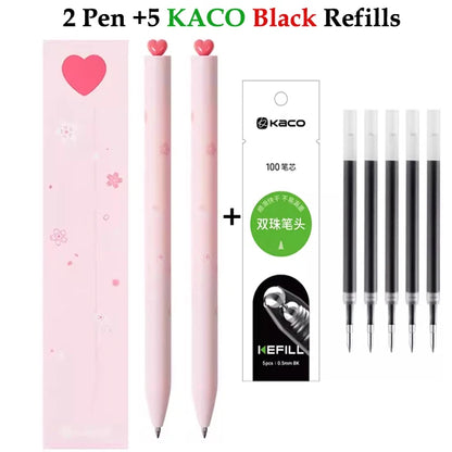 KACO Cute Pink SAKURA Gel Ink Pen Set,0.5mm Smooth Writing Sinature Pens Girls Box Gift for School Office Journaling