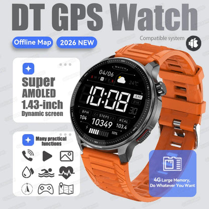 New Outdoor Adventure Tactical Smart Watch Built-in GPS Offline Map 4GB RAM Compass Altimeter Men Fitness Exercise Smart Bracele