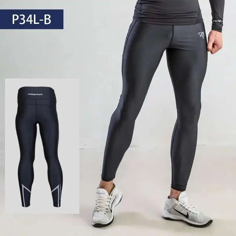 Glossy Men's Tight Fitness Running Pants Leggings Plus Size Training Joggers Sweat Trousers