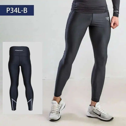 Glossy Men's Tight Fitness Running Pants Leggings Plus Size Training Joggers Sweat Trousers