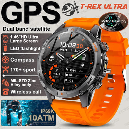 New T-Rex3 Ultra Dual band GPS Tracker Smart Watch Compass 10ATM Waterproof Sports fitness BT call Outdoors Military Smartwatch