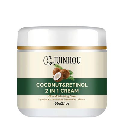 JUINHOU Natural Coconut Oil Brightening Face Cream Deep Hydrating Moisturizer Brighten Face Gentle Daily Skin for All Skin Types