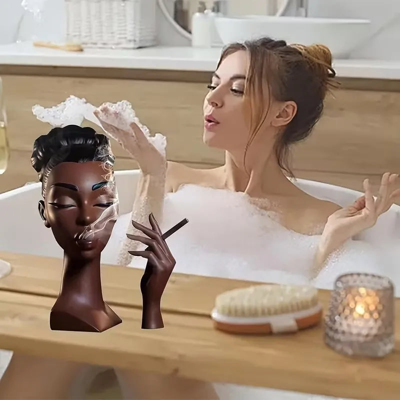 Head Incense Burner Holder Black Woman Smoking Resin Sandalwood Censer Incense Craft Desk Home Decoration ornament