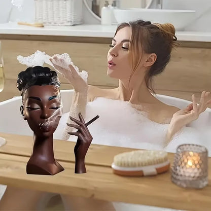 Head Incense Burner Holder Black Woman Smoking Resin Sandalwood Censer Incense Craft Desk Home Decoration ornament
