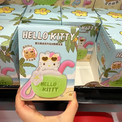New Hello Kitty Summer Series Blind Box Sanrio Plush Aromatherapy Custom Mystery Surprise Boxes Pendant Doll Toy Gift Keychain