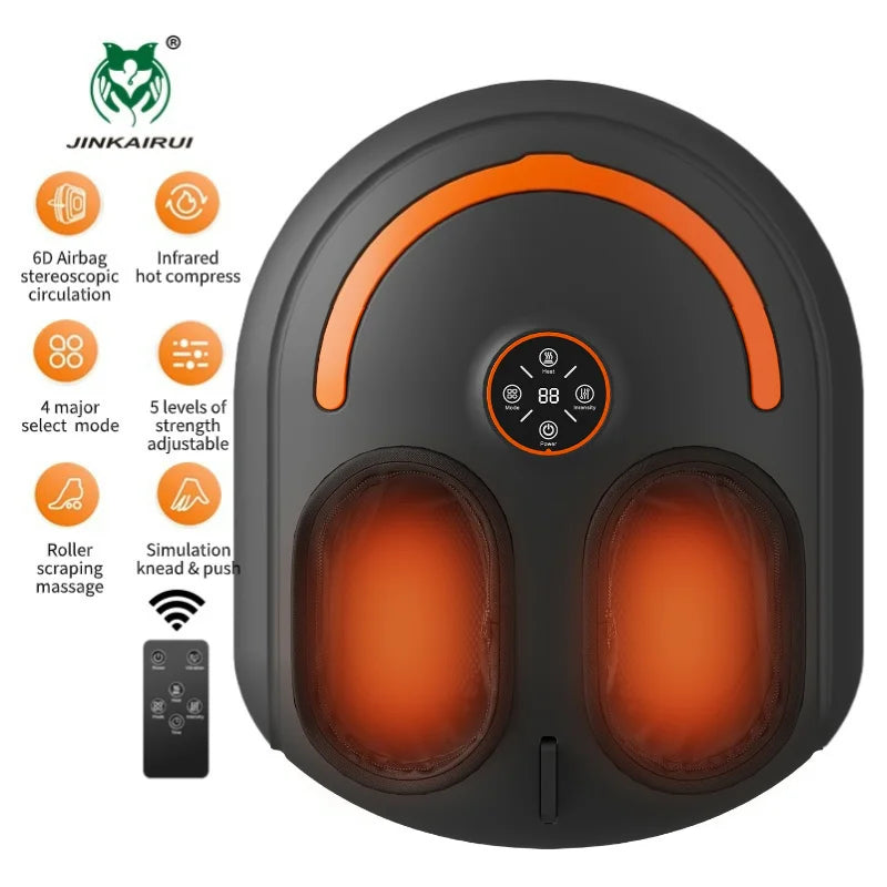Multifunctional Electric Foot Massager Machine With Remote Control Kneading Roller Airbag Warm Compress Shiatsu Relaxation Gift