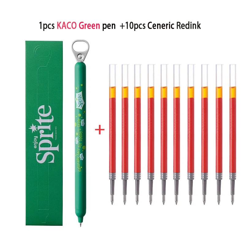 New KACO x Sprite Limited Edition Gel Pen,Dual Ball Pen Quick Drying Stylo 0.5mm Click Smooth Writing For School&Journaling