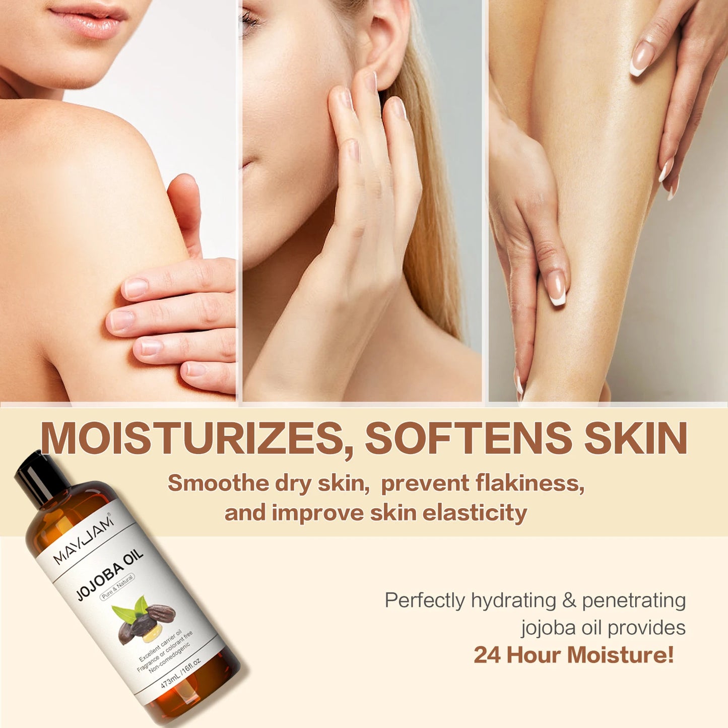MAYJAM USDA Organic Jojoba Oil Moisturizing for Face, Hair, Skin & Nails Pure Natural Cold Pressed Grapeseed Sunflower Seed Oil