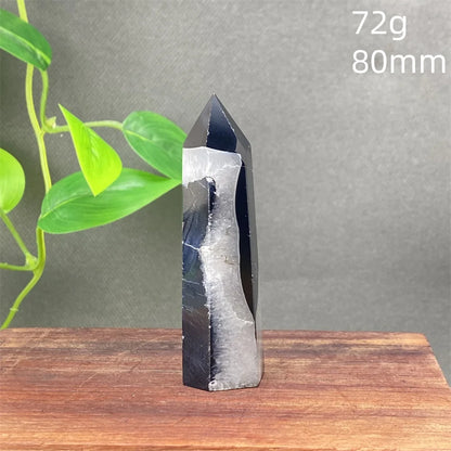 Black Agate Crystal Tower Natural Gem Obelisk Exquisite Home Decoration Ornament Rare Material for Relaxation And Energy