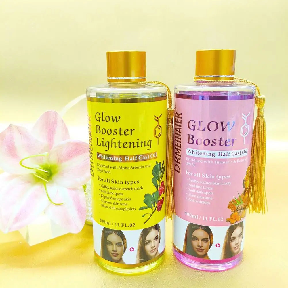 Face Ligthening Massage Oil with Arbutin Kojic Acid, Turmeric Oil for Glowing Skin, Brightening Moisturizing Peeling Oil 300ml