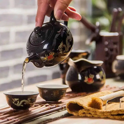 150ML Black Ceramic Tea Pot Chinese Dragon Teapot Handmade Teapot Easy Teapot Kettle Ceramic Tea Set Kettle Kung Fu Teaware jugs