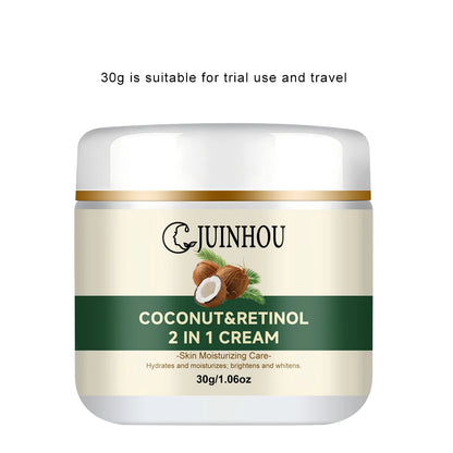 JUINHOU Natural Coconut Oil Brightening Face Cream Deep Hydrating Moisturizer Brighten Face Gentle Daily Skin for All Skin Types
