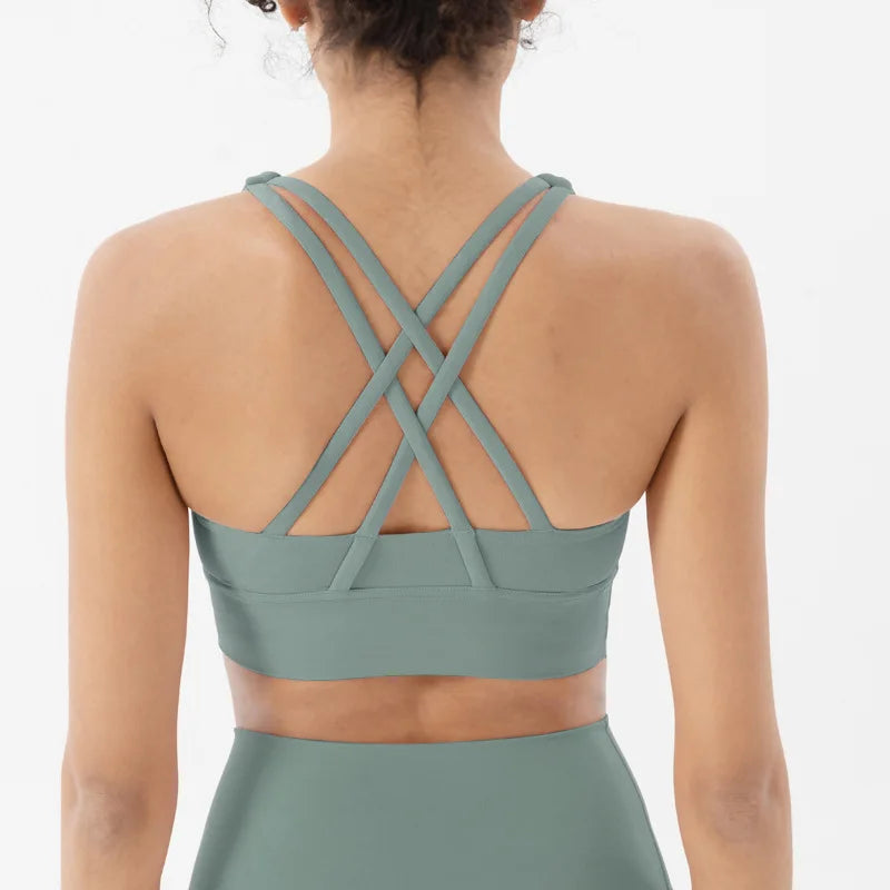 TRY TO BN Women Bra Yoga Sports Bralette Nylon Breathable Fitness Top Underwear Cross Sexy Back  Anti-Shake Gym Female Bras