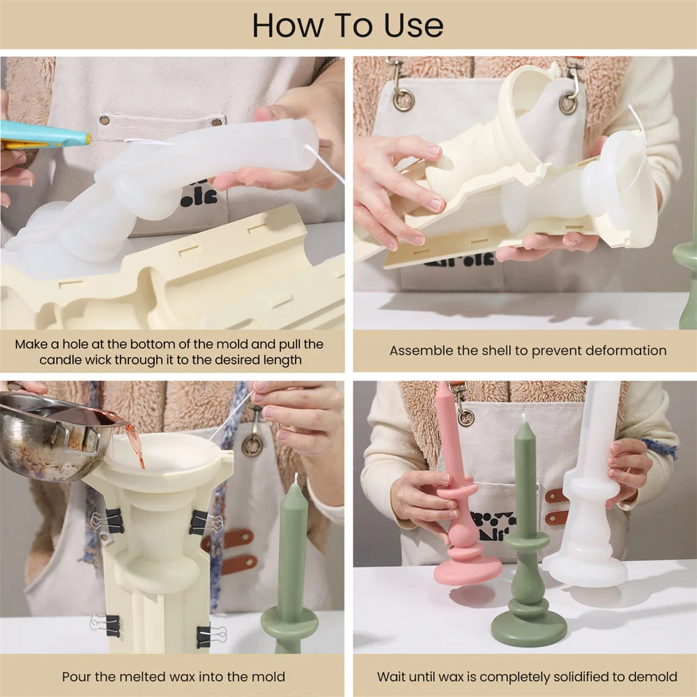 Nicole Taper Candle Making Silicone Mold Aromatherapy Scented Candle Mould Decorative Candle Making Supplies