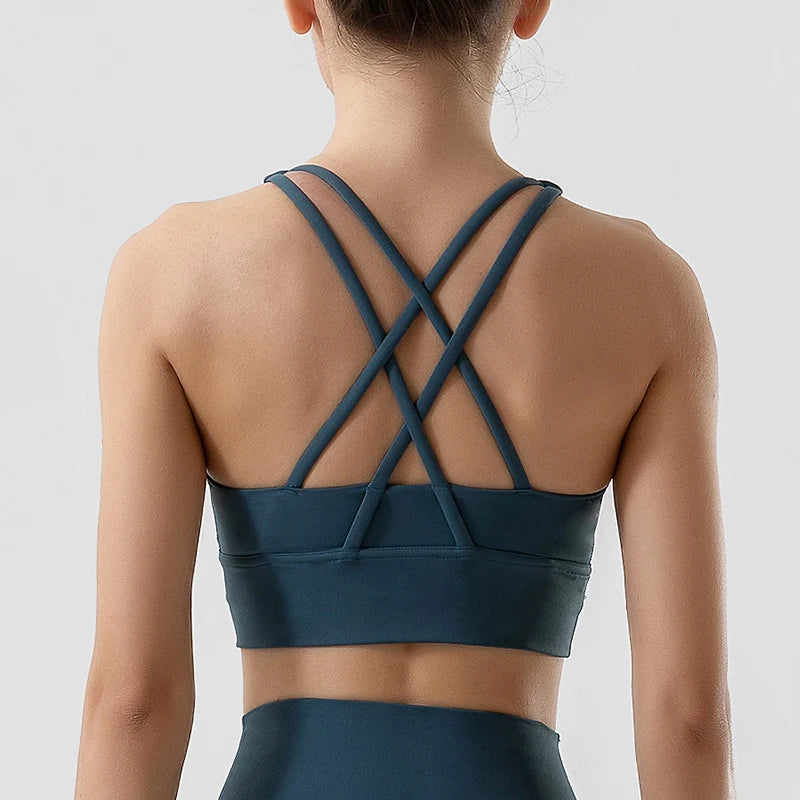 TRY TO BN Women Bra Yoga Sports Bralette Nylon Breathable Fitness Top Underwear Cross Sexy Back  Anti-Shake Gym Female Bras