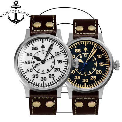 Hruodland F013 Classic Retro Men's Automatic Mechanical Watch Sapphire Stainless Steel Leather Waterproof 10Bar Luminous watch
