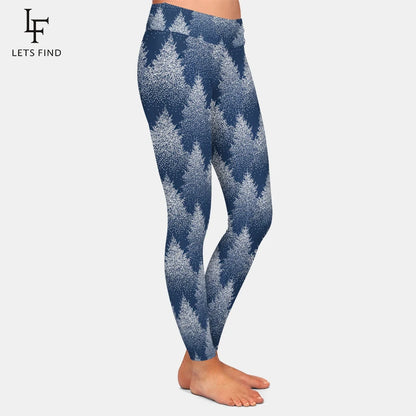LETSFIND Winter New High Wasit Women Legging 3D  Fir Trees and Pines in Snow Printing Fitness Stretch Sexy Girls Leggings