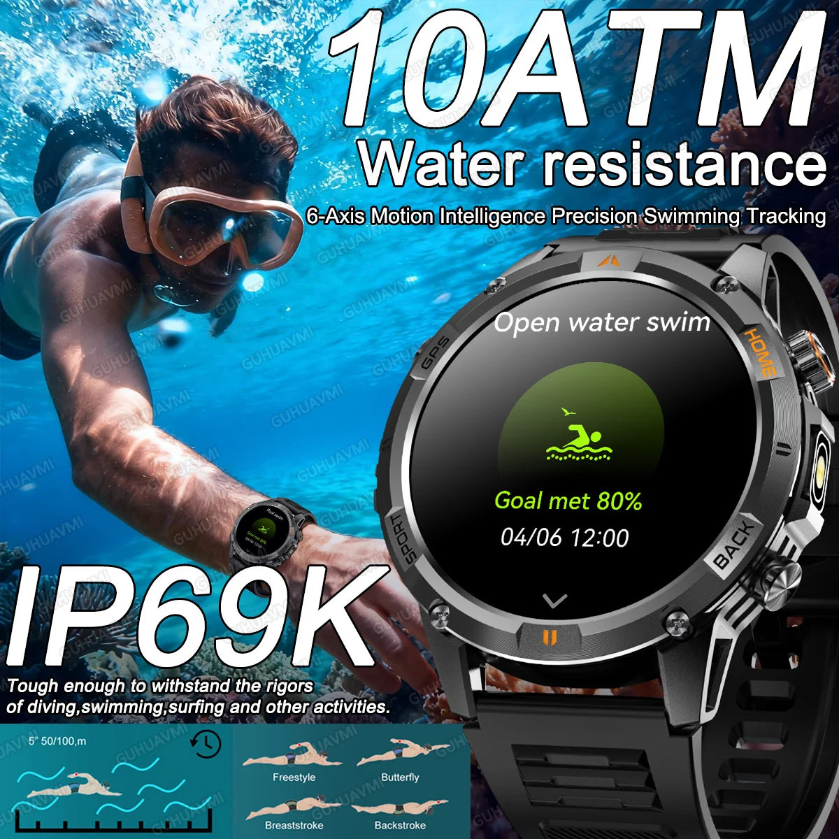 New T-Rex3 Ultra Dual band GPS Tracker Smart Watch Compass 10ATM Waterproof Sports fitness BT call Outdoors Military Smartwatch