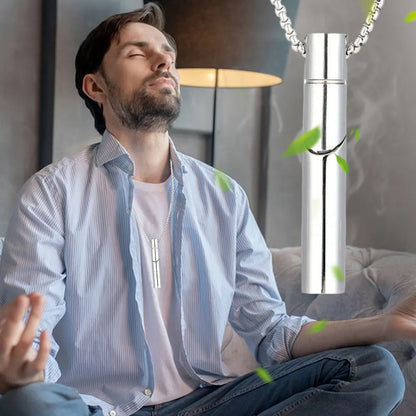 Stainless Steel Aromatherapy Necklace Chain Smoking Cessation Fum Vaporless Smokeless Inhaler for Natural Calm & Stress Relief
