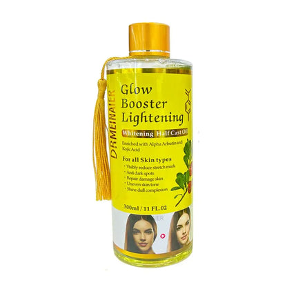 Face Ligthening Massage Oil with Arbutin Kojic Acid, Turmeric Oil for Glowing Skin, Brightening Moisturizing Peeling Oil 300ml