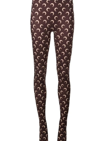 Moon Print Sports Leggings Trousers Elastic Slimming Casual Wear Outdoor Indoor ular Long Pants Thin Material Fem