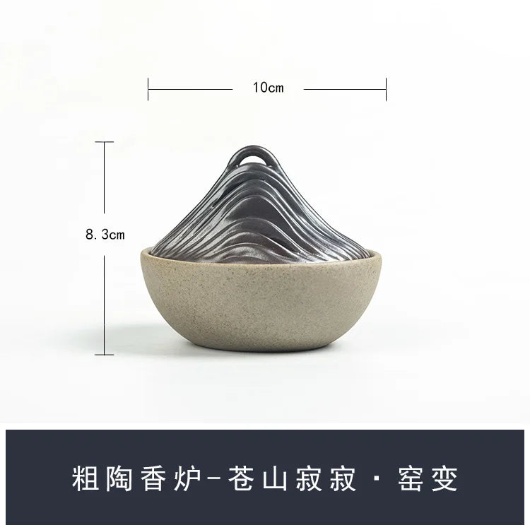 Antique coarse pottery incense burner creative manual large plate incense burner tea ceremony space incense burner