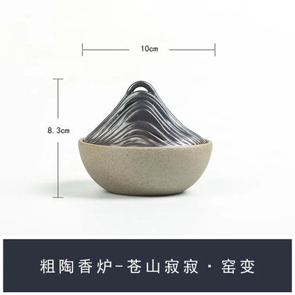 Antique coarse pottery incense burner creative manual large plate incense burner tea ceremony space incense burner