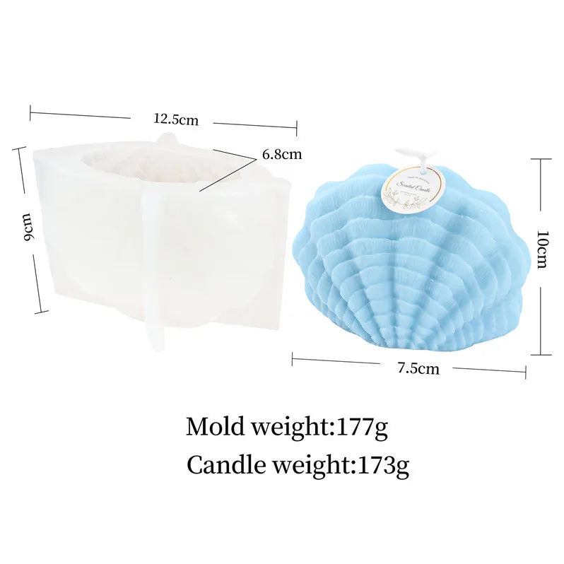 Large Geometric 3D Folding Fan Silicone Candle Mold Striped Origami Scallop Drip Glue Aromatherapy Soap Plaster Ice Cube Mould