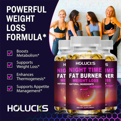 Night Time Weight Loss Capsules - Advanced Weight Loss Supplement - Fat Burners - Belly Fat Burner - Appetite Suppressant