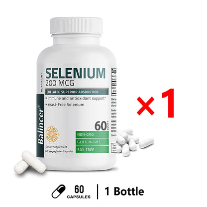 Balincer 200mcg Mineral Antioxidant Supplement with Selenium - Supports Immune, Overall Health - Non-GMO, Easy to Absorb