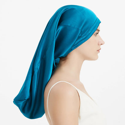 100% Mulberry Silk Sleeping Cap Long Hair Night Silk Sleep Bonnet Cover for Women for Hair Care 60*33CM