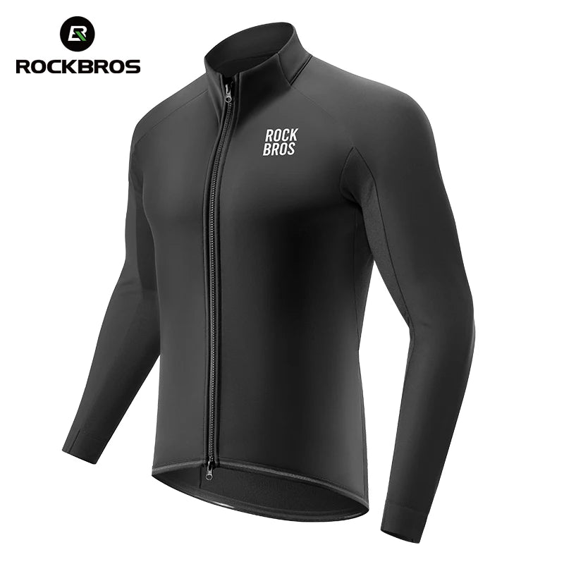 ROCKBROS Autumn Winter Cycling Jacket Windproof Thermal Fleece Warm Coat Heat Storage Windbreaker Overcoat Men Cycling Clothing