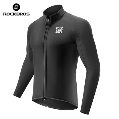 ROCKBROS Autumn Winter Cycling Jacket Windproof Thermal Fleece Warm Coat Heat Storage Windbreaker Overcoat Men Cycling Clothing