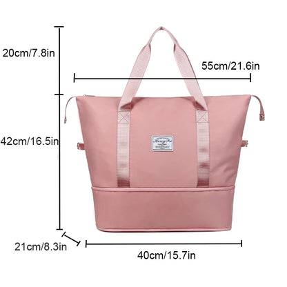 Expandable large-capacity storage luggage bag, water-resistant sports and fitness handbag, casual travel luggage bag
