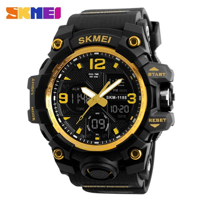 SKMEI 1155 Digital Military Watch for Men Sports Waterproof Large Mens Electronic Wristwatches Shockproof LED Display Clock 1637