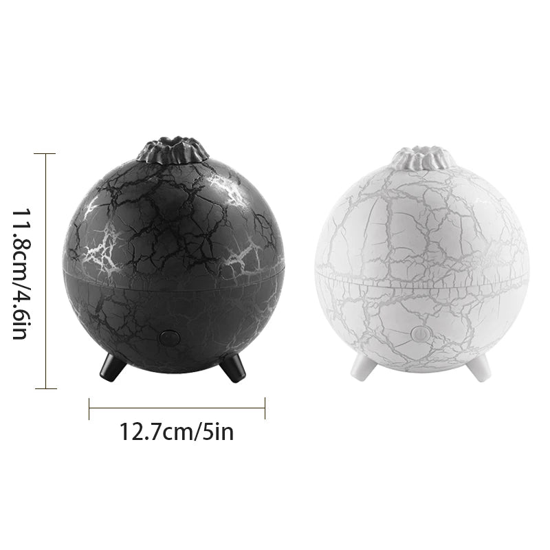 Creative Planet Aroma Diffuser USB Powered Color LED Night Light Flame Crack Projection Humidifier for Bedroom Air Purification