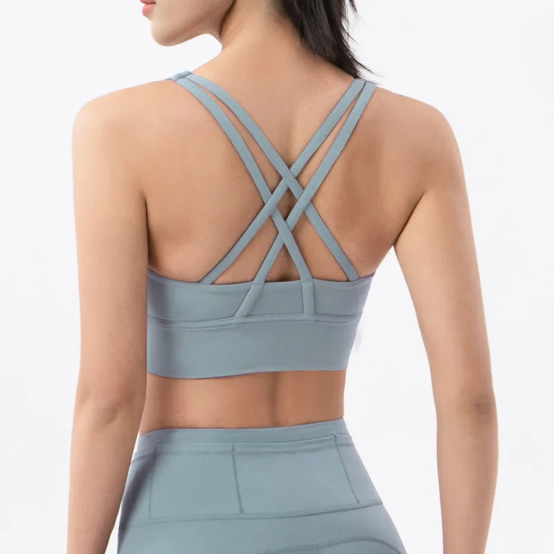 TRY TO BN Women Bra Yoga Sports Bralette Nylon Breathable Fitness Top Underwear Cross Sexy Back  Anti-Shake Gym Female Bras